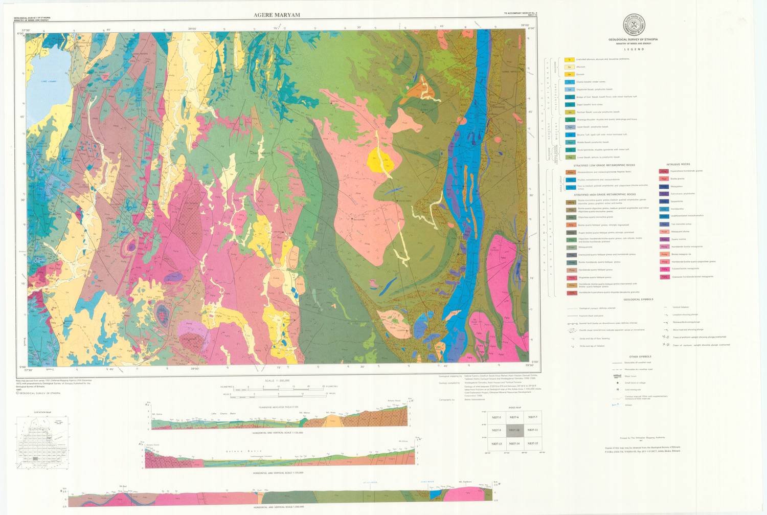 (image for) Ethiopia Thematic: Geological Map of Agere Mariam - Click Image to Close