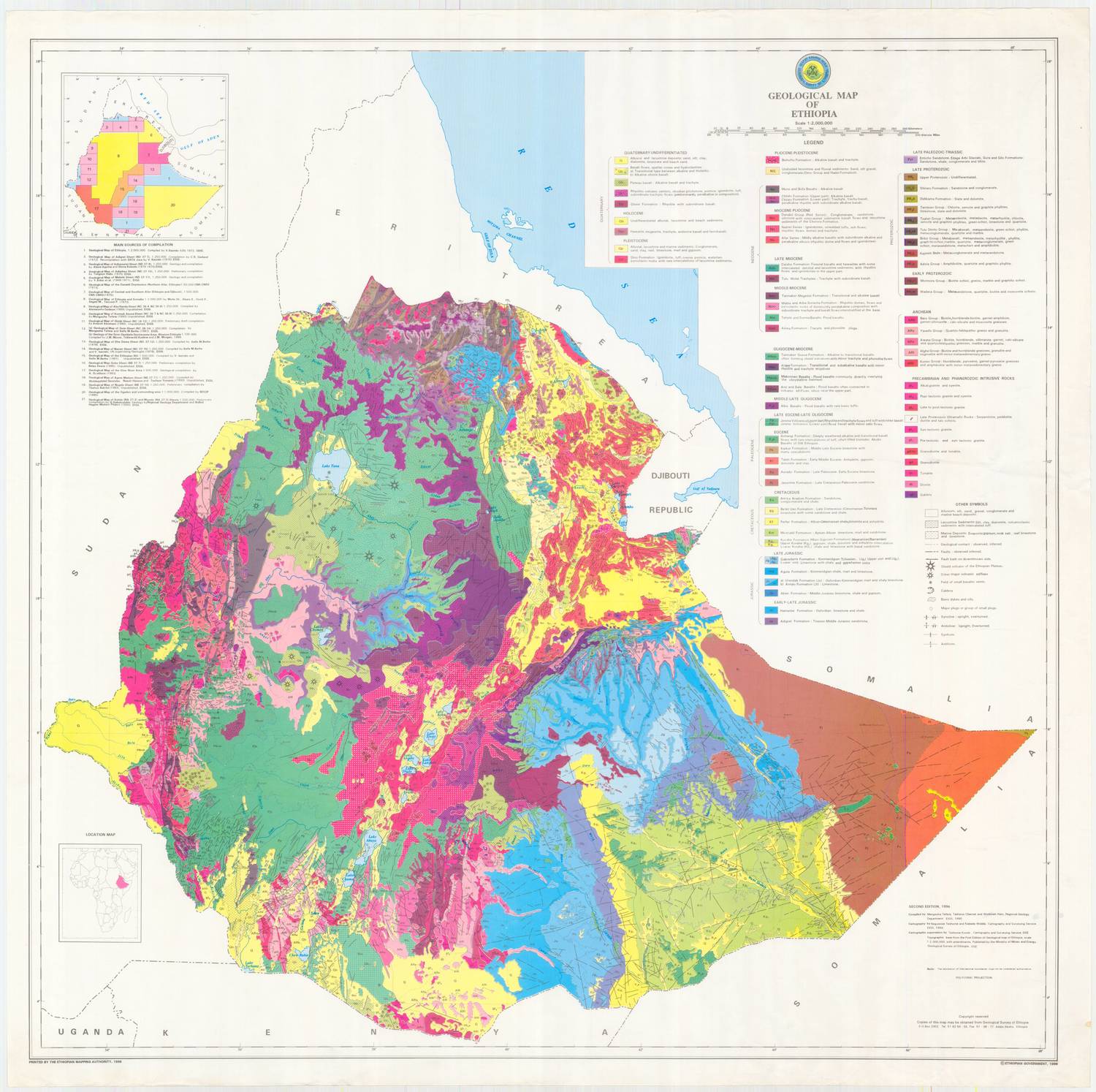 (image for) Ethiopia Thematic: Geological Map of Ethiopia 2D Ed - Click Image to Close