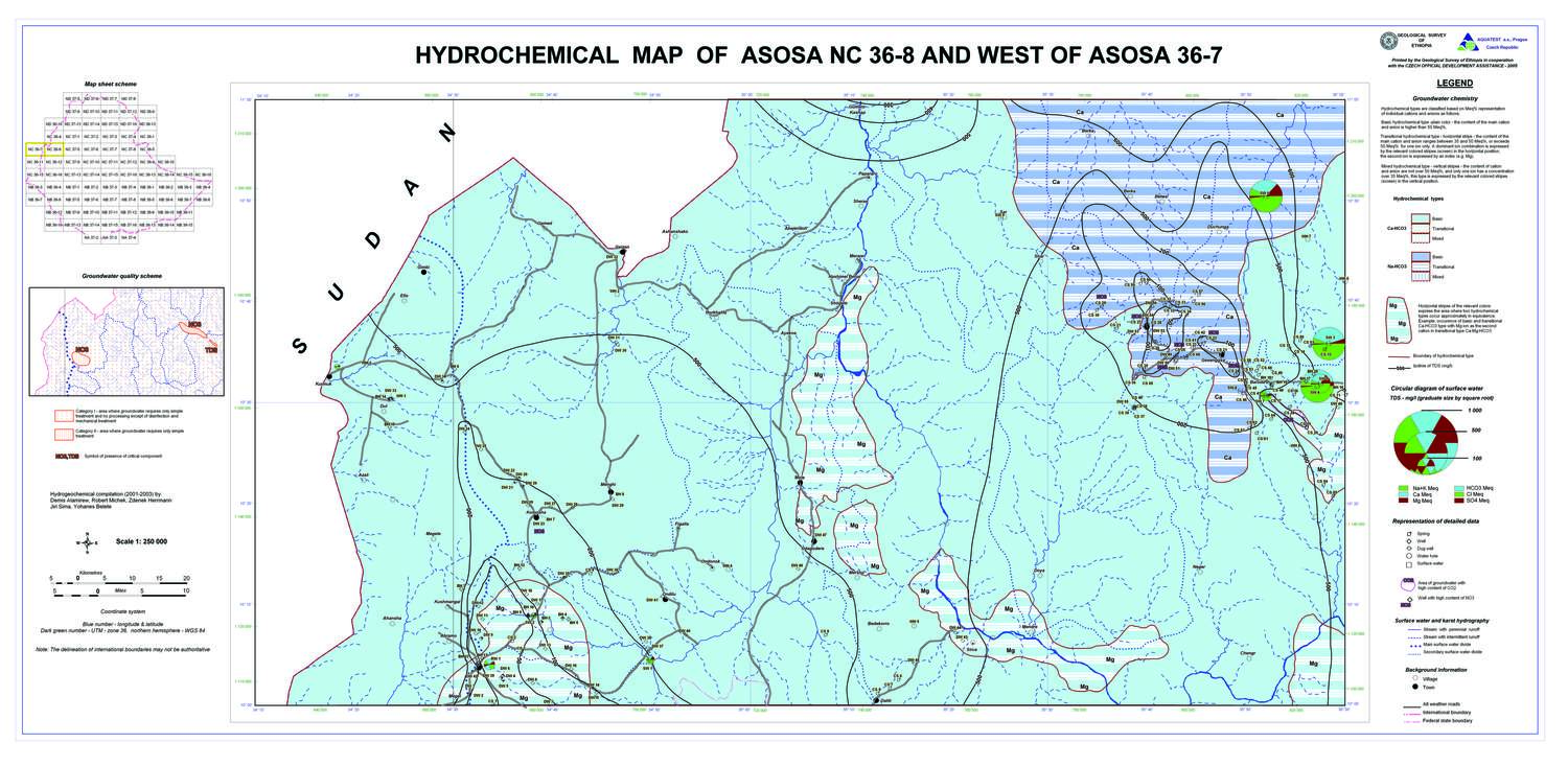 (image for) Ethiopia Thematic: Hydrochemical Map of Asosa - Click Image to Close