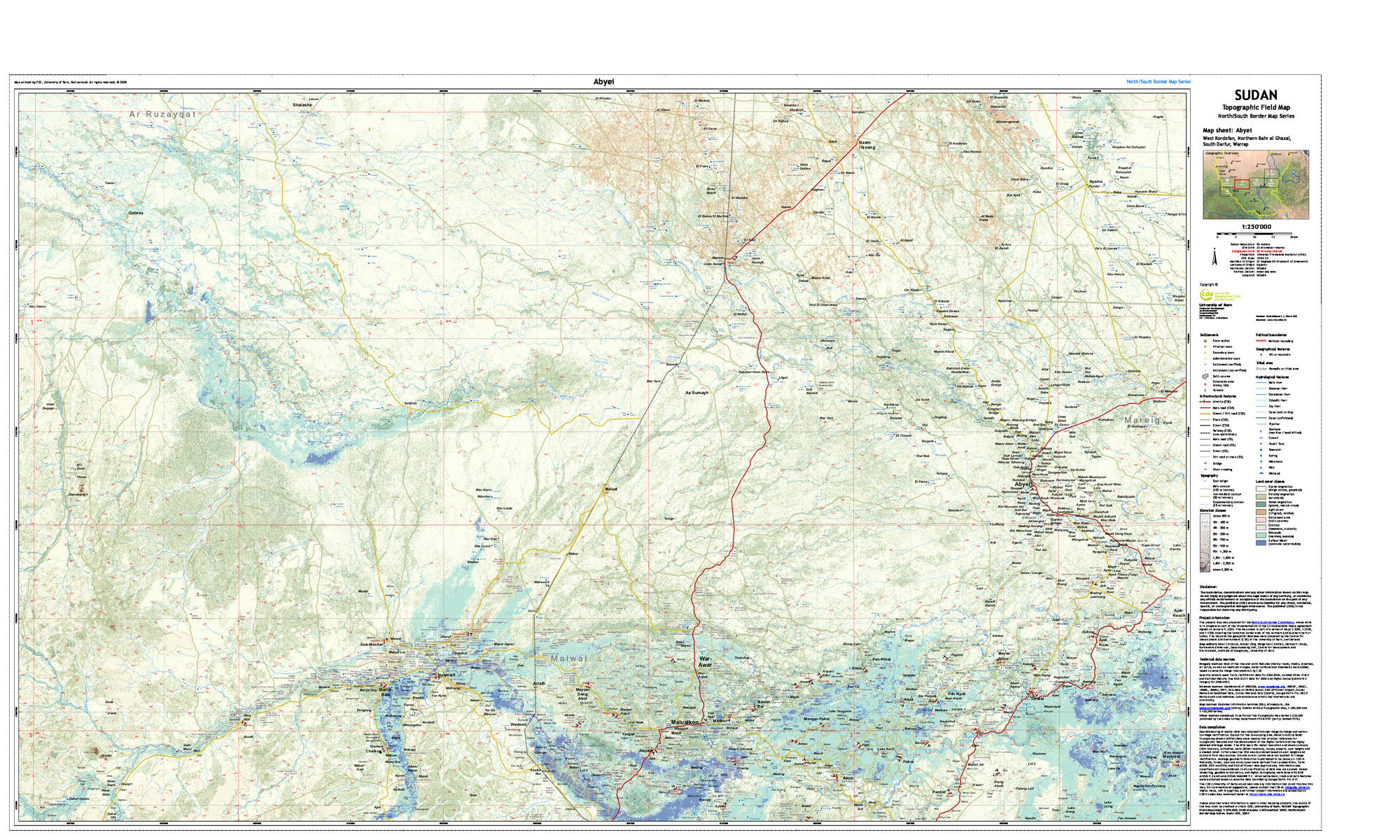 (image for) Sudan & South Sudan Boundary 1:250,000 Abye sheet (North - Click Image to Close