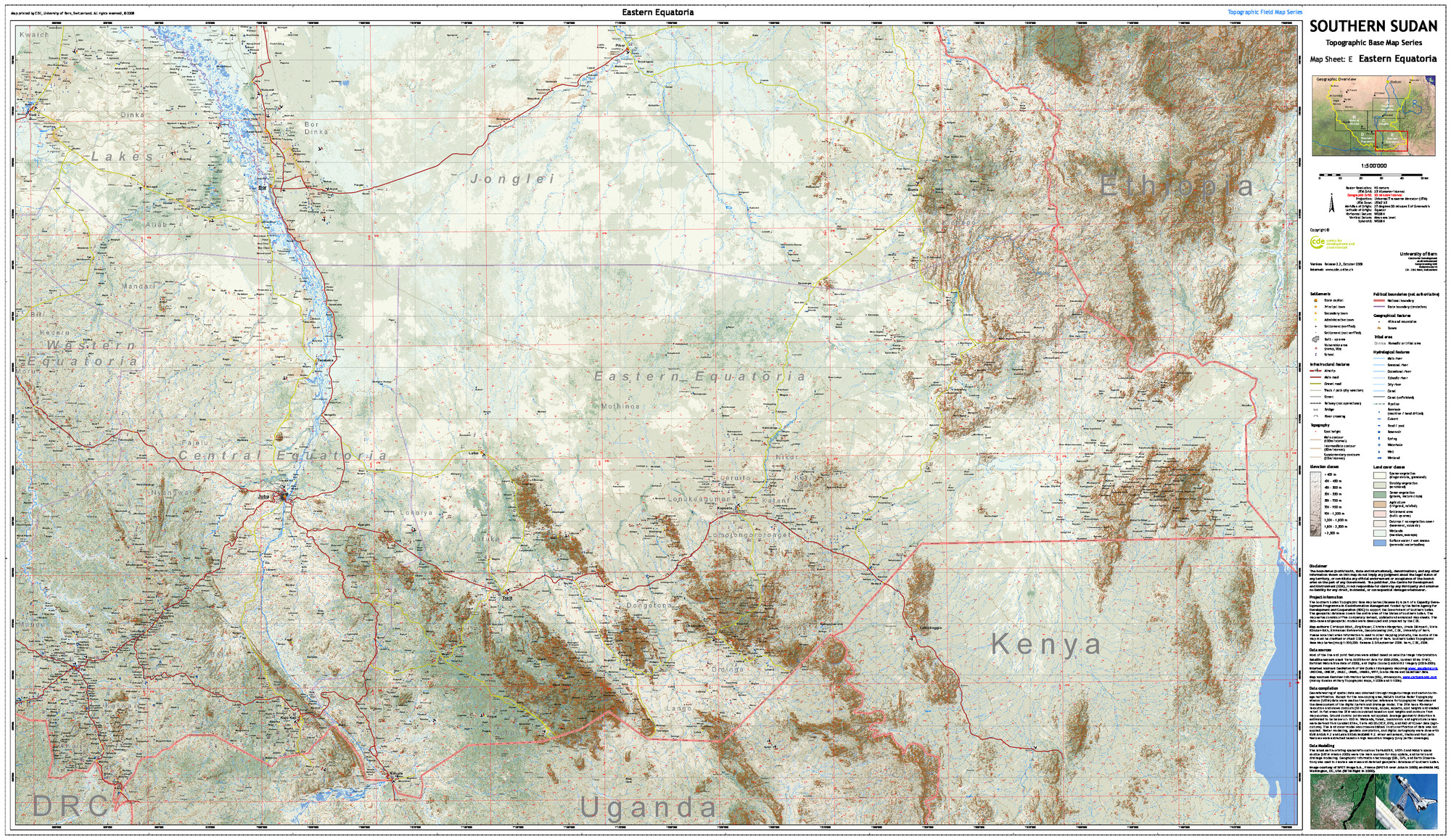 (image for) Southern Sudan Topo 1:500,000 Equatoria East - Click Image to Close