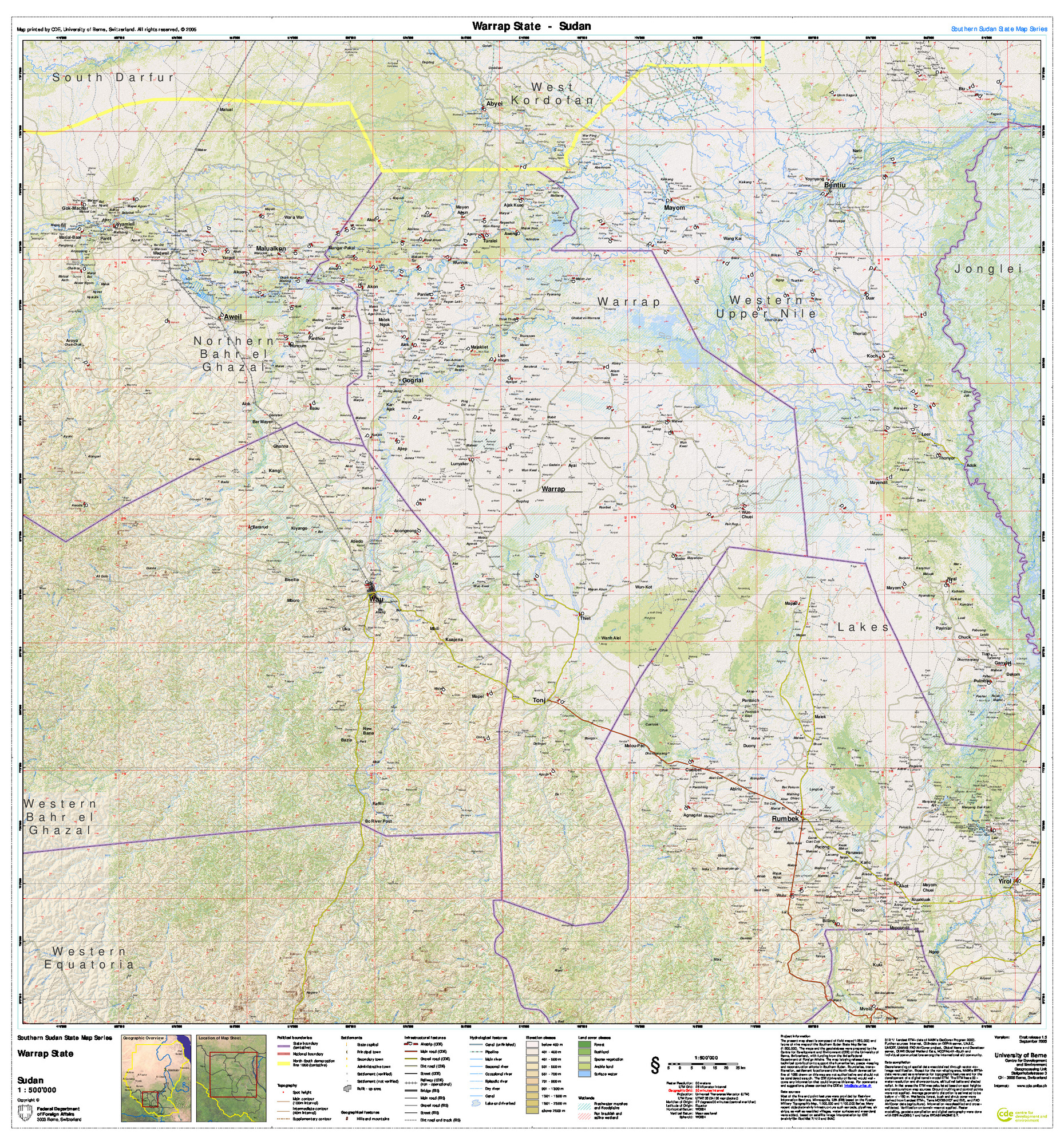 (image for) Southern Sudan States 1:500,000 Warrap - Click Image to Close