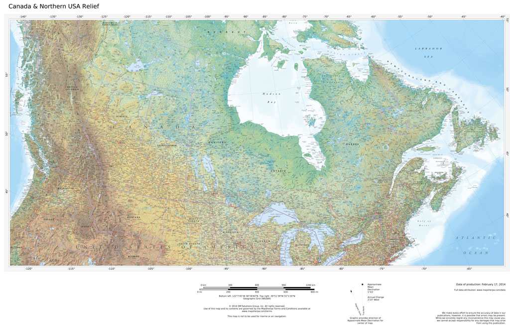 (image for) Regional Relief - Canada & Northern US - Click Image to Close