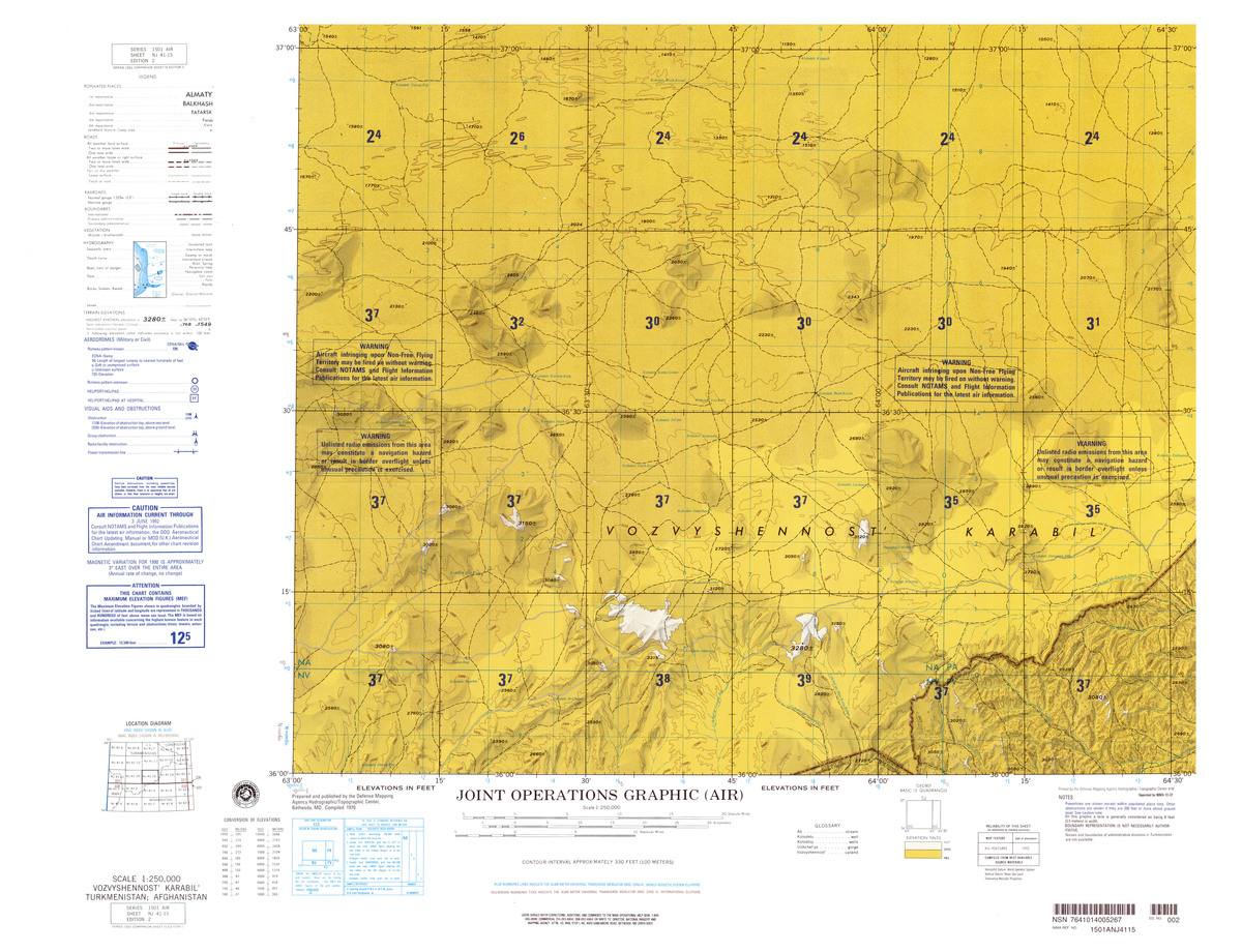 (image for) NJ-41-15: Vozvyshennost Karabil, Turkmenistan; Afghanistan - Click Image to Close