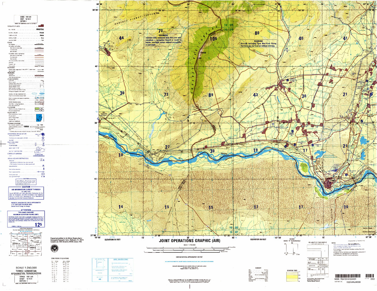 (image for) NJ-42-09: Termez, Uzbekistan; Afghanistan; Turkmenistan - Click Image to Close