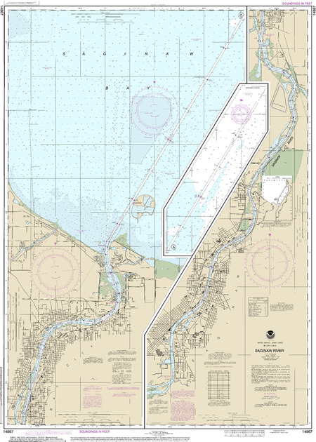 Saginaw Bay Topo Map Saginaw River - $20.00 : Charts And Maps, Onc And Tpc Charts To Navigate  The World. Detailed Topographic Maps To Explore The Americas.